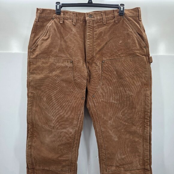 Carhartt Double Knee Insulated Duck Canvas Pants Men’s 44x32 Brown B194 DKB - Picture 1 of 10